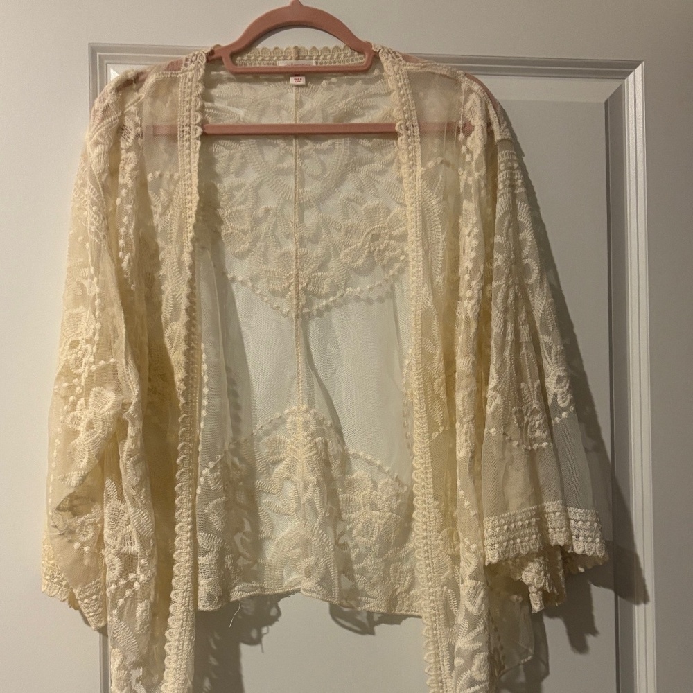 Xhilaration Sheer Lace Boho Kimono / Cardigan